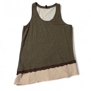 Kut from the Kloth Olive and Cream Tank Top size M